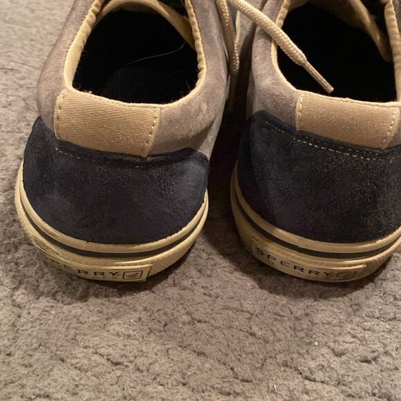 Sperry Men’s Topsiders Tie Up Navy & Grey Shoe Size 9.5 - Picture 4 of 6